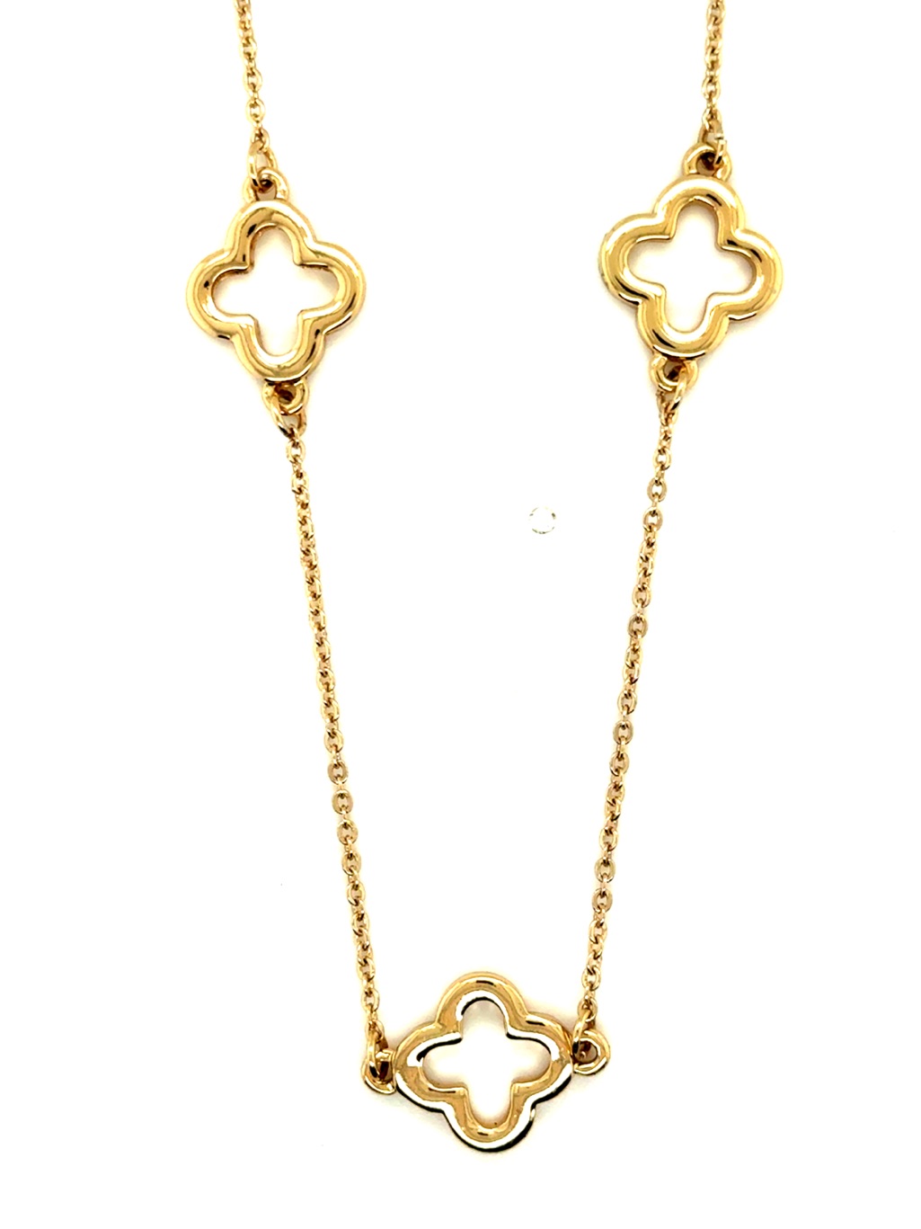 Gold Tone Clover Link Pendant Necklace (B1)